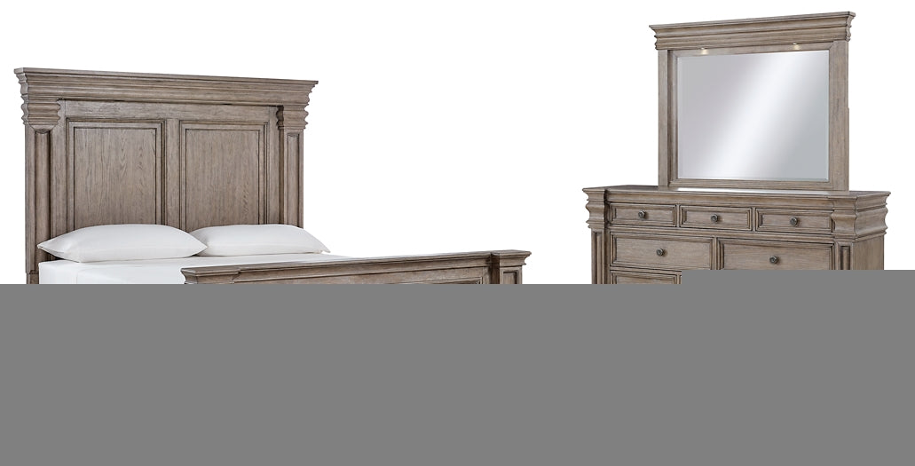 Blairhurst California King Panel Bed with Mirrored Dresser