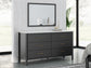 Cadmori Queen Upholstered Panel Bed, Dresser, Mirror and Nightstand