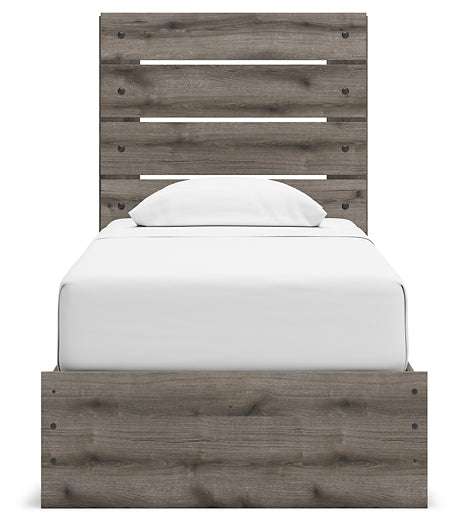 Graystorm Twin Panel Storage Bed, Dresser, Mirror and Nightstand