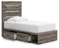 Graystorm Twin Panel Storage Bed, Dresser, Mirror and Nightstand