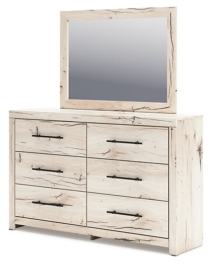 Lawroy Twin Panel Headboard with Mirrored Dresser