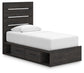 Hollivern Twin Panel Bed with Storage, Dresser and Mirror