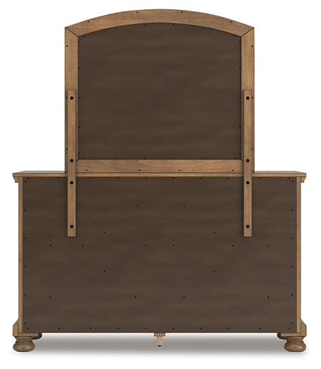 Feddinger King Storage Sleigh Bed with Mirrored Dresser and Nightstand