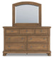 Feddinger California King Panel Bed with Mirrored Dresser and Nightstand