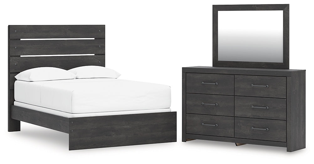 Hollivern Full Panel Bed with Mirrored Dresser