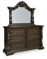 Maylee King Upholstered Bed, Dresser, Mirror, Chest and Nightstand