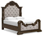 Maylee Queen Upholstered Bed, Dresser, Mirror, Chest and Nightstand
