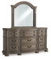 Ardenfield King Upholstered Sleigh Bed with Mirrored Dresser and Nightstand