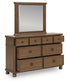 Rowlenstown King Poster Bed with Mirrored Dresser