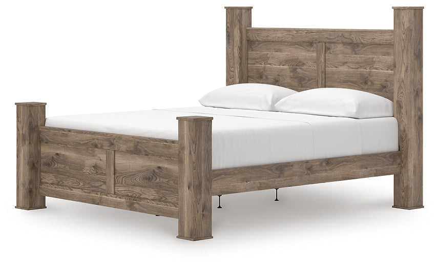 Rusticott King Poster Bed, Dresser, Mirror and Nightstand
