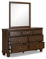 Danabrin California King Panel Storage Bed, Dresser and Mirror