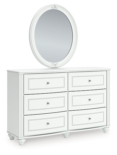 Kozlani Twin Upholstered Panel Storage Bed, Dresser and Mirror