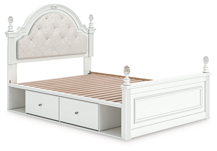 Kozlani Full Upholstered Panel Storage Bed, Dresser and Mirror