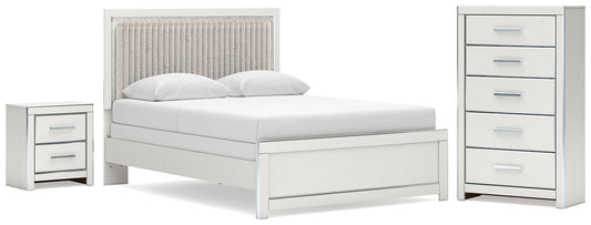 Zuraleus Queen Upholstered Panel Bed, Dresser, Mirror and Nightstand