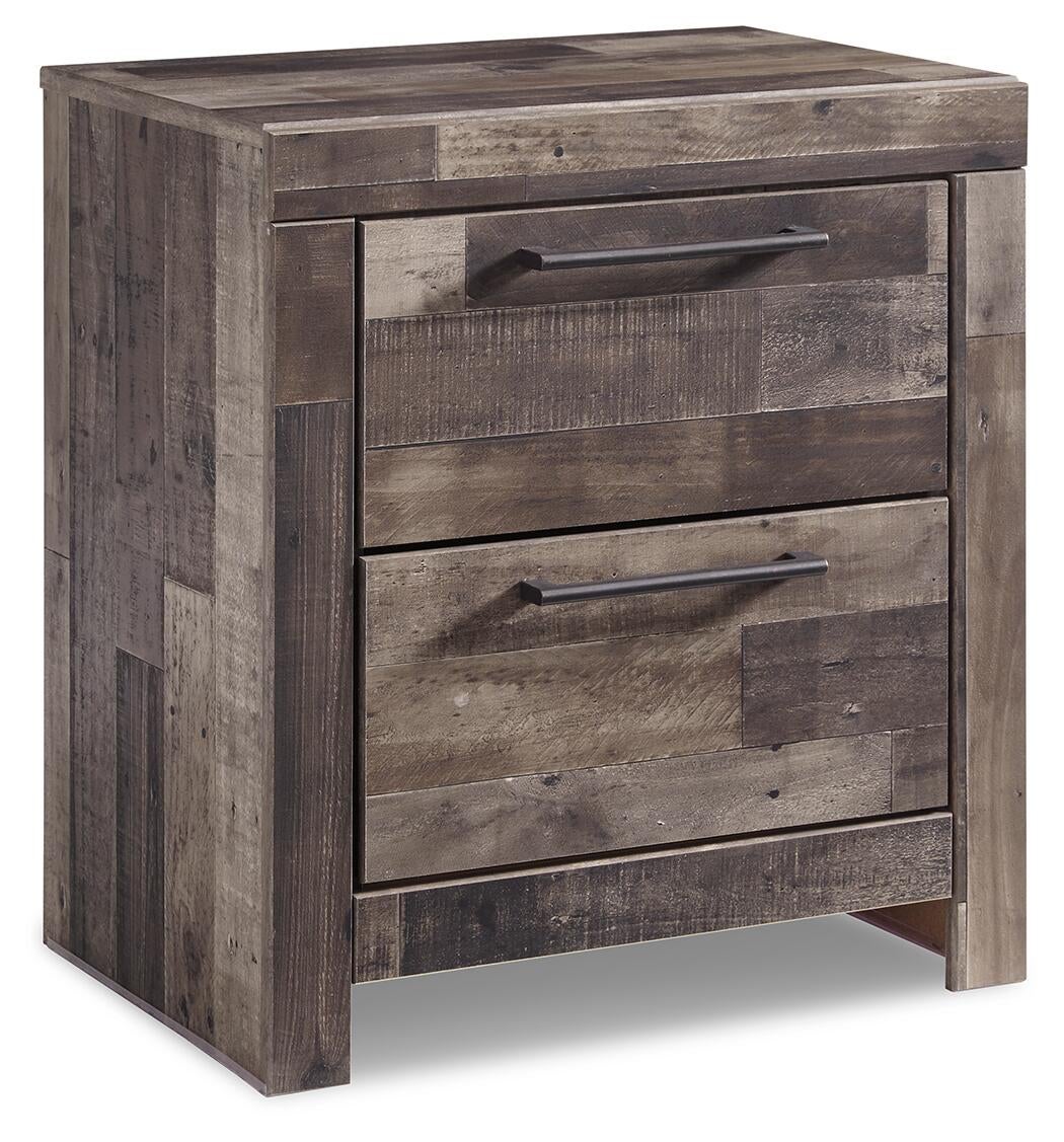 Derekson Full Panel Headboard Bed with Mirrored Dresser, Chest and Nightstand