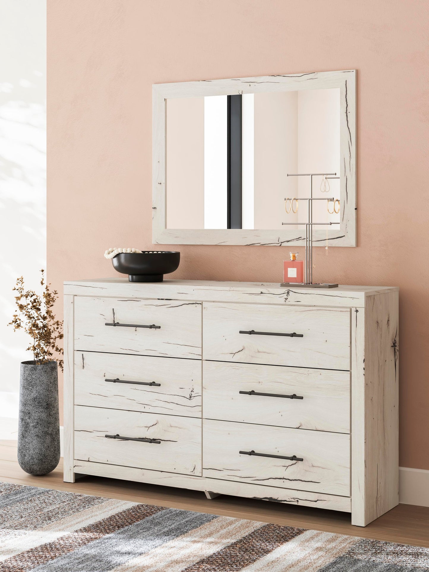 Lawroy King Panel Bed, Dresser, Mirror and Nightstand