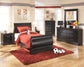 Huey Vineyard Full Sleigh Bed with Mirrored Dresser, Chest and Nightstand