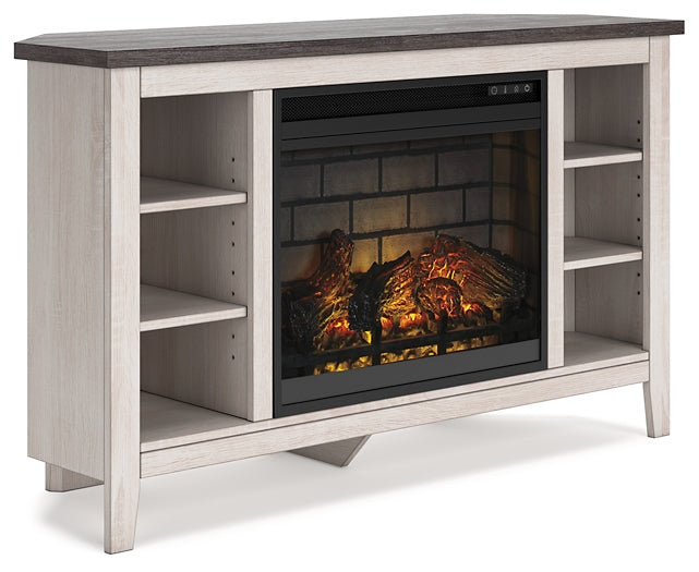 Dorrinson Corner TV Stand with Electric Fireplace